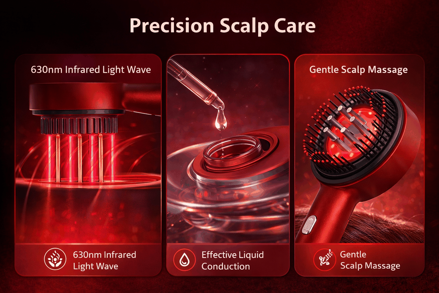 Massage Comb with Vibration Red Light Therapy