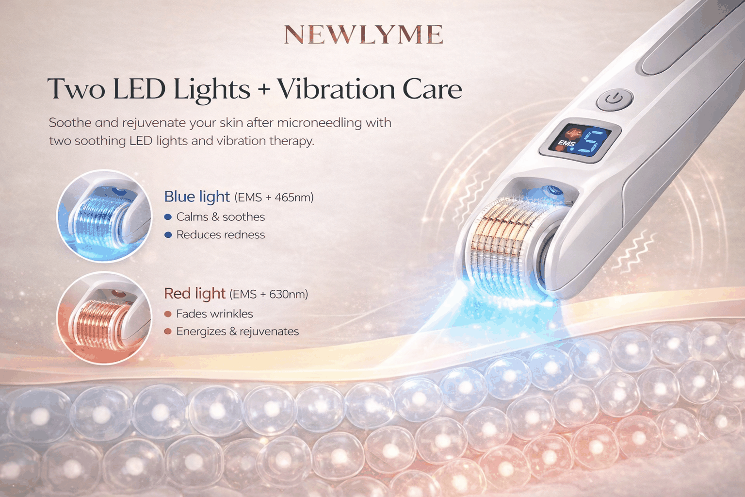 EMS Derma Roller With Red/Blue Light Therapy