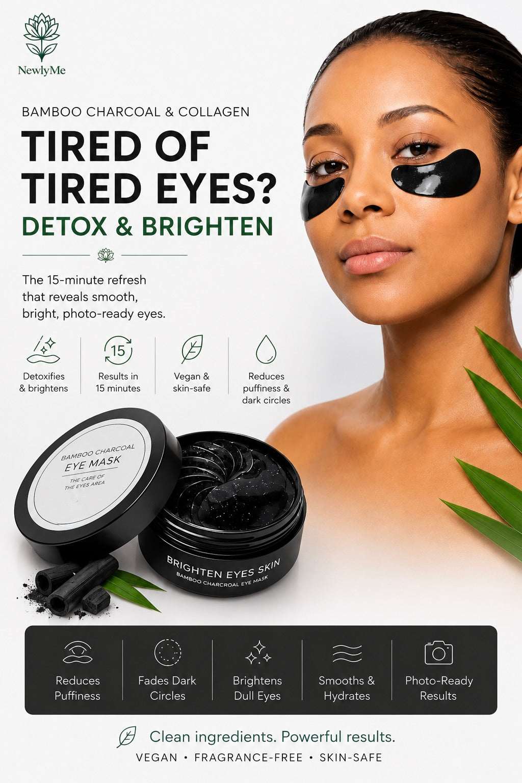 Bamboo charcoal and collagen gel eye patches