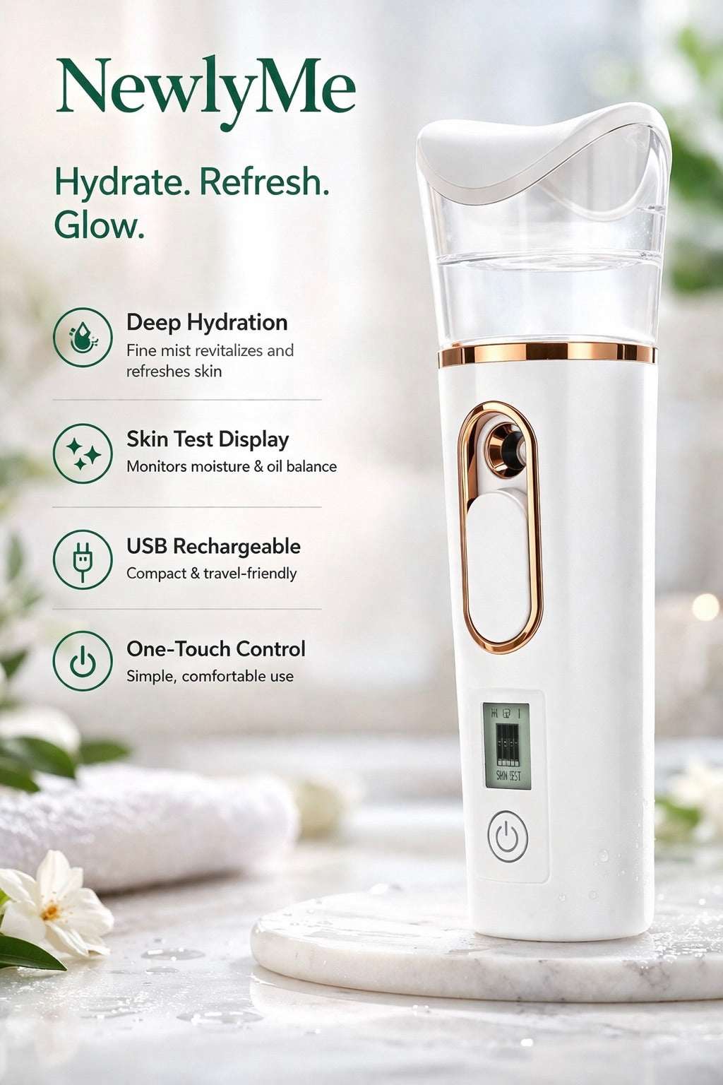 Compact Portable Glow Steamer producing warm facial steam for deep pore cleansing and skin hydration