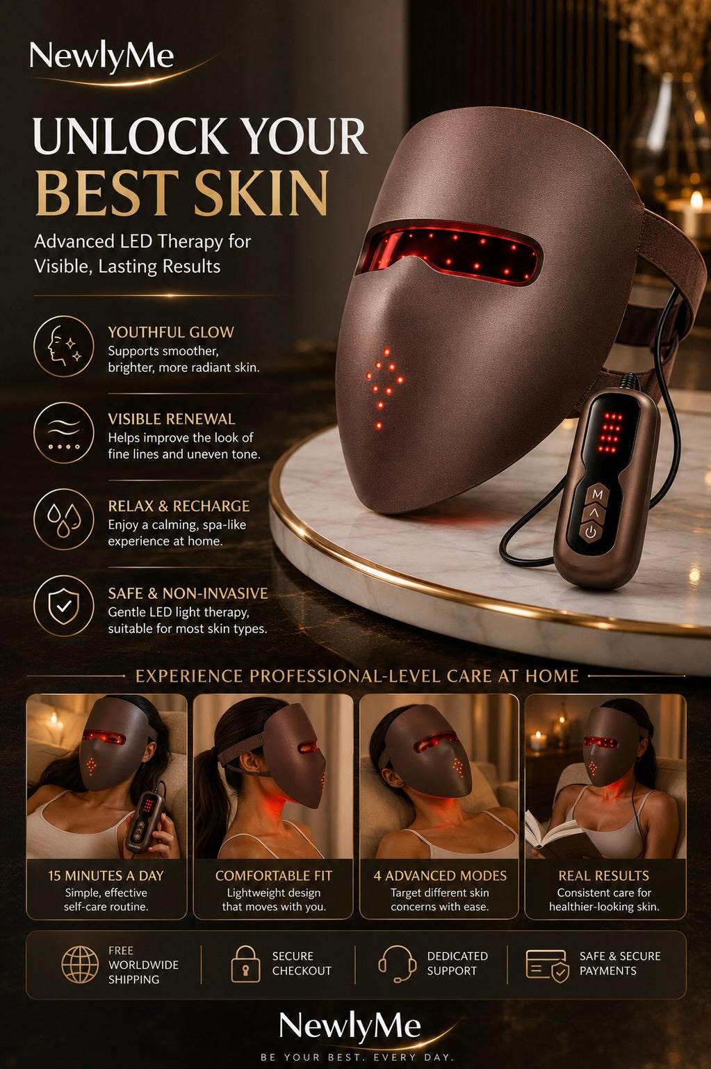 Limited Edition Medical Grade 9D Red Light Therapy Mask for skin rejuvenation and collagen boost