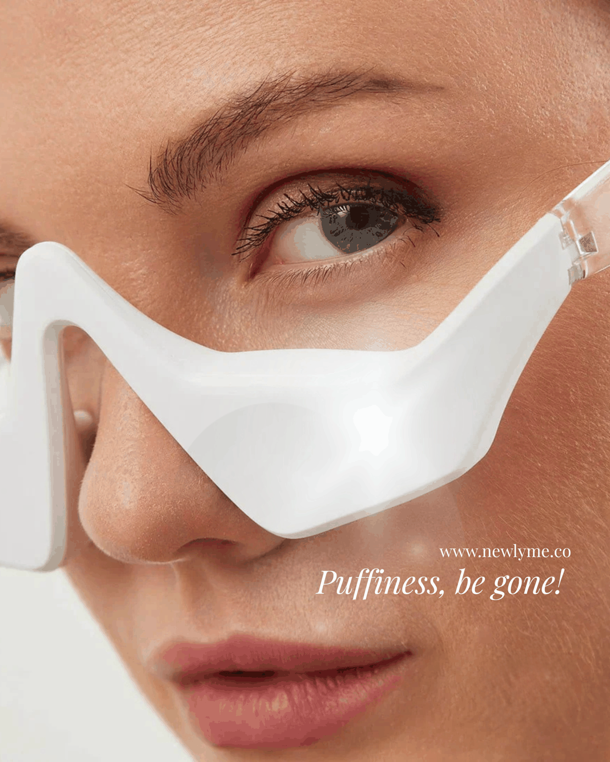 Under Eye Red Light Therapy Glasses designed to brighten and refresh tired under-eye skin with red light treatment