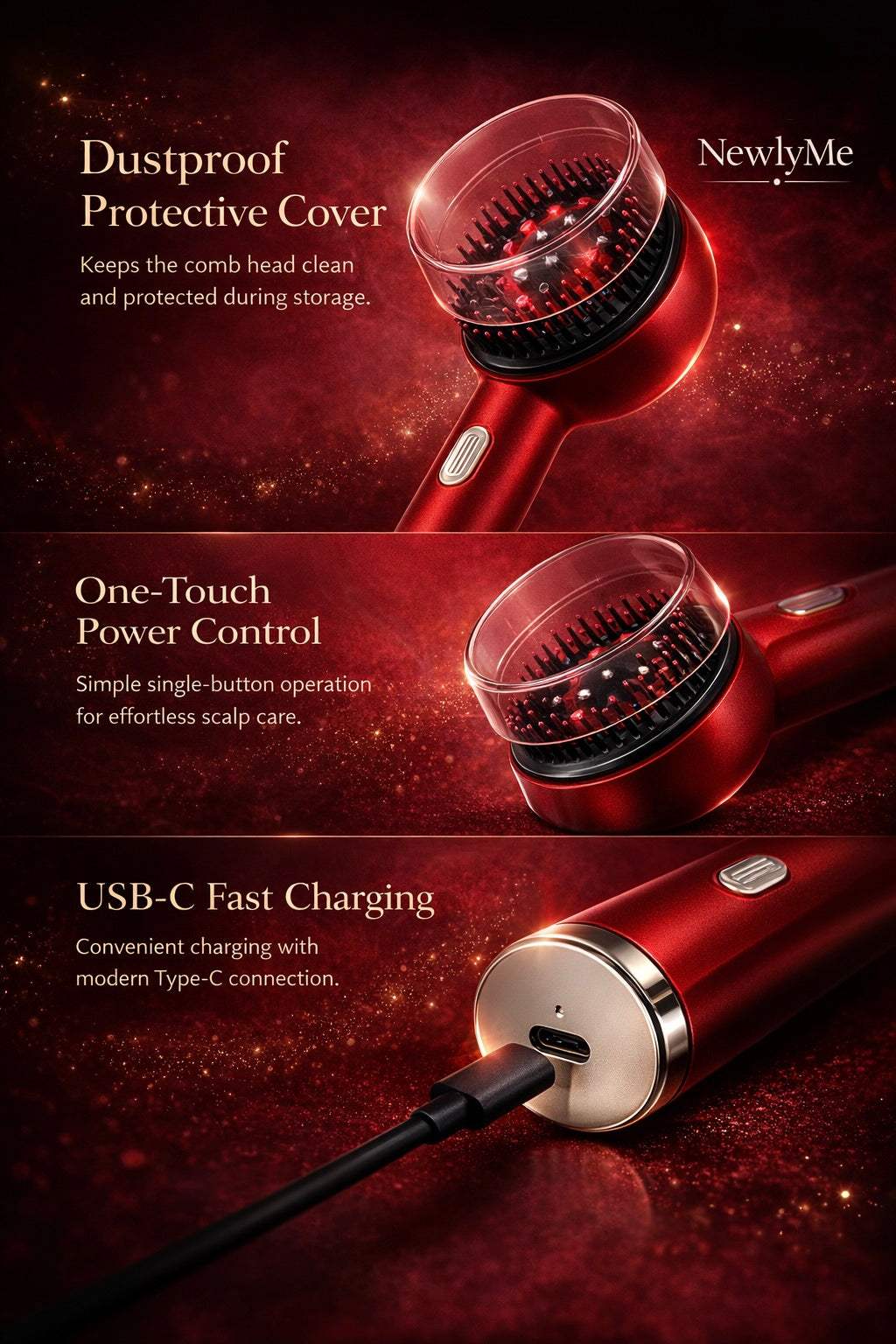 Massage Comb with Vibration Red Light Therapy