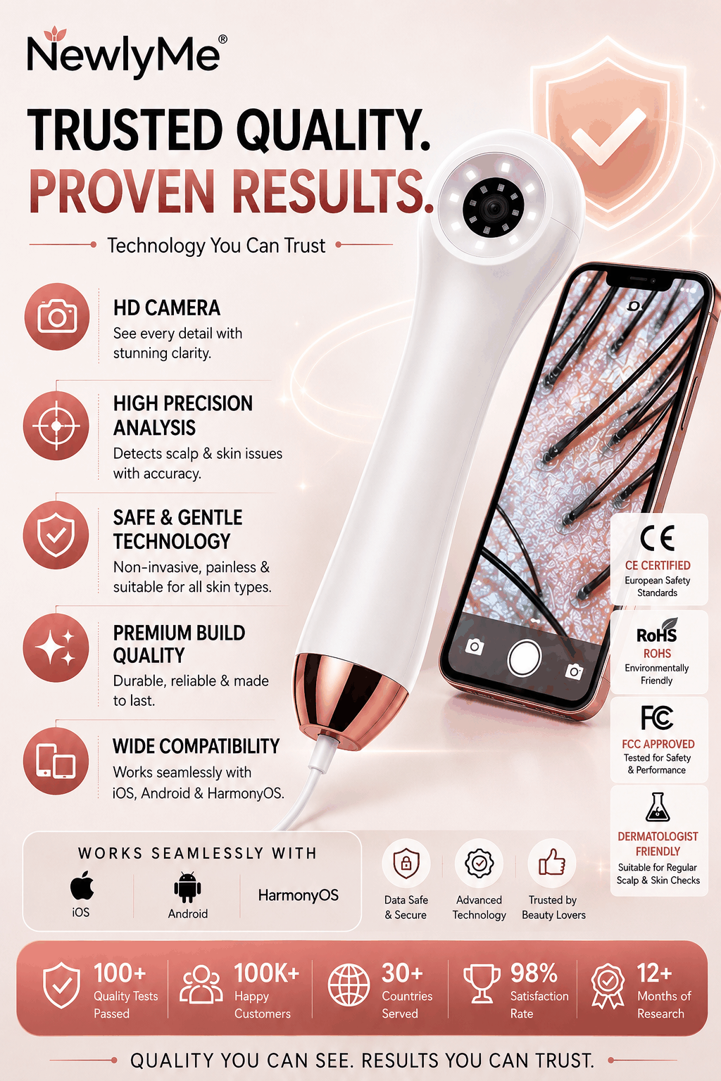 HD Scalp Skin Hair Follicle Analyzer with advanced imaging for detailed scalp and hair health analysis