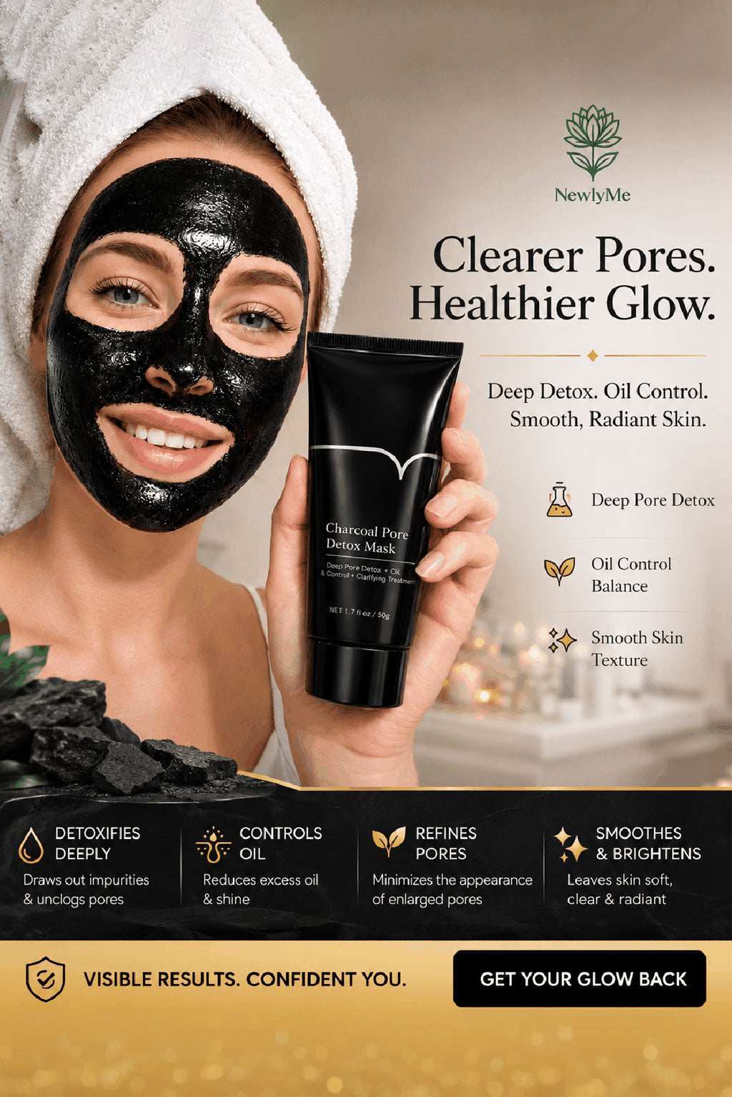 Charcoal peel-off mask removing blackheads for clearer skin