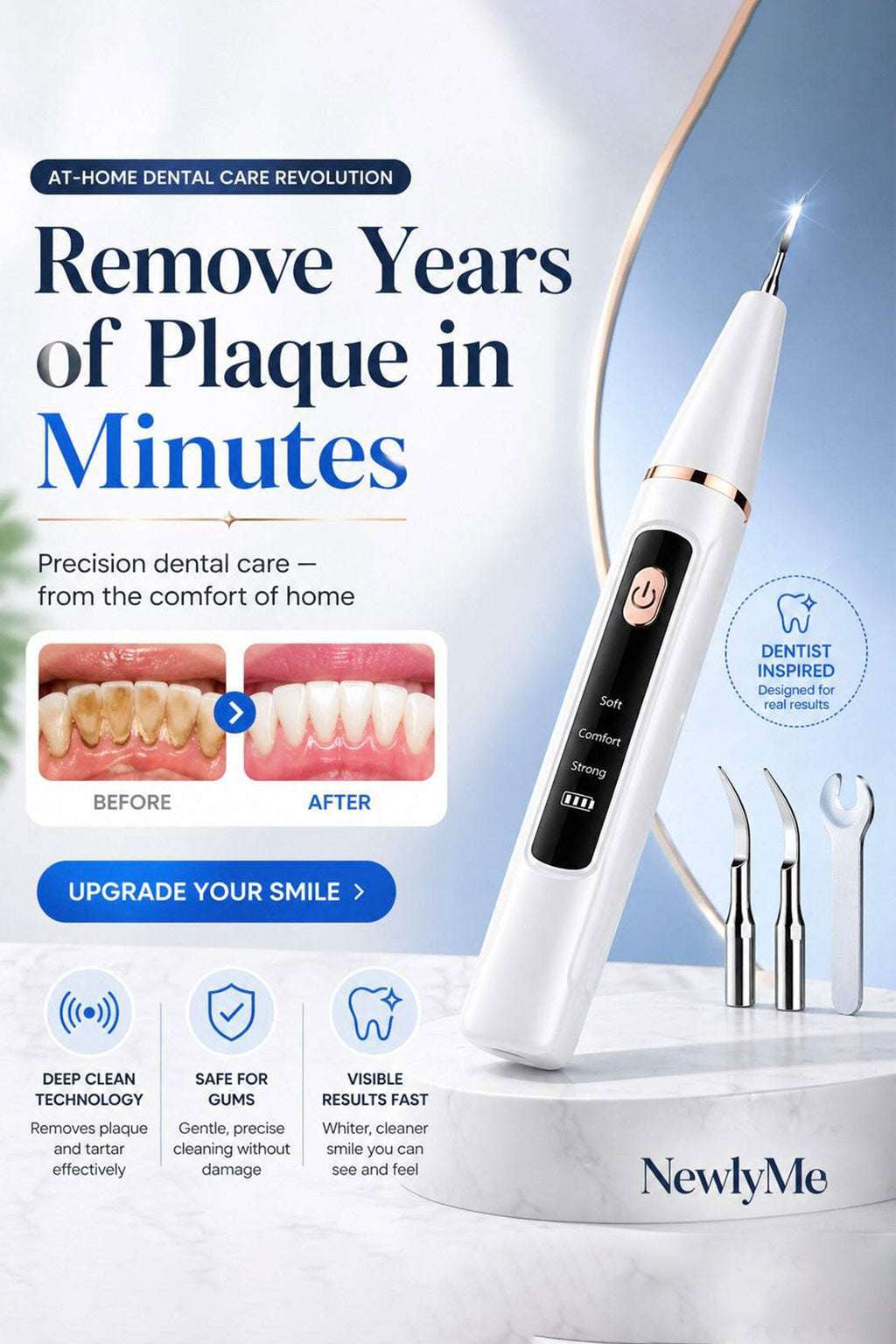 Professional-grade dental scaler with sharp tip and ergonomic handle for plaque and tartar removal