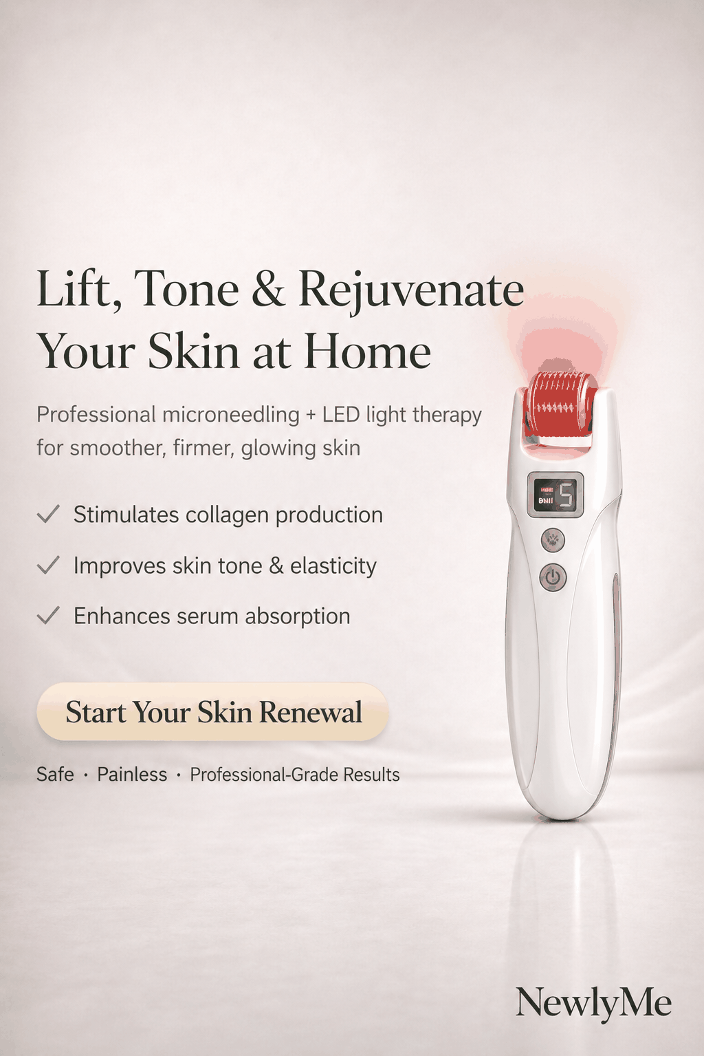 EMS Derma Roller With Red & Blue Light Therapy