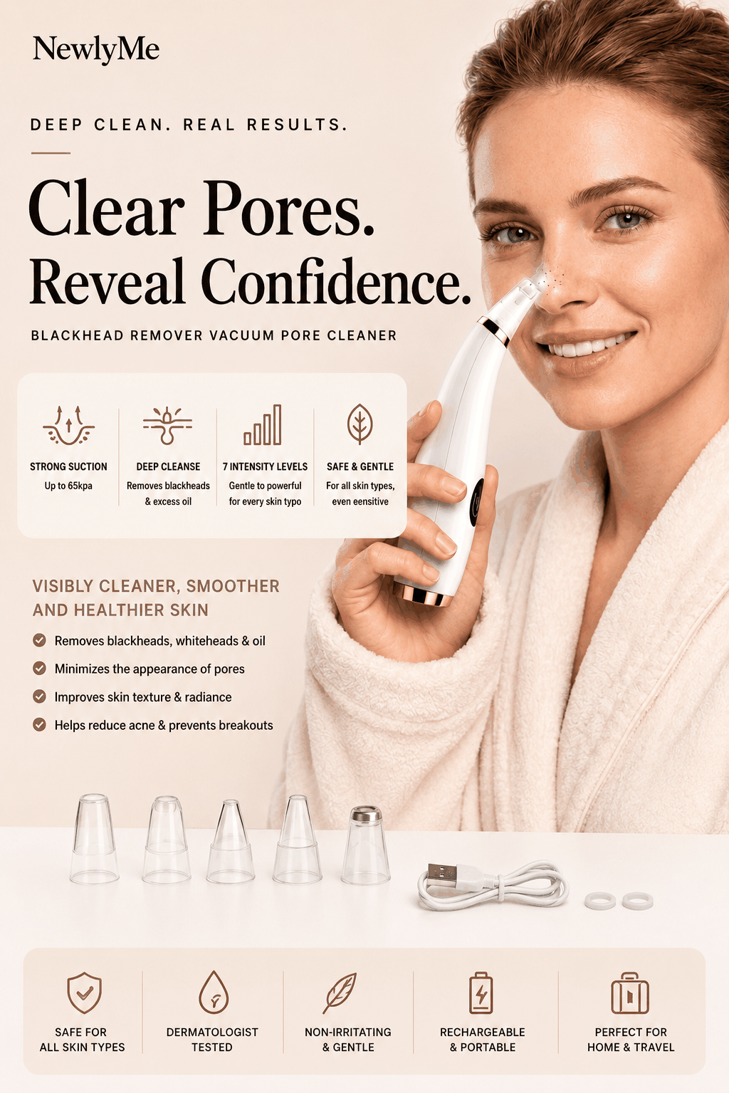 Electric Blackhead Remover Vacuum device for clear, smooth skin and reduced pores