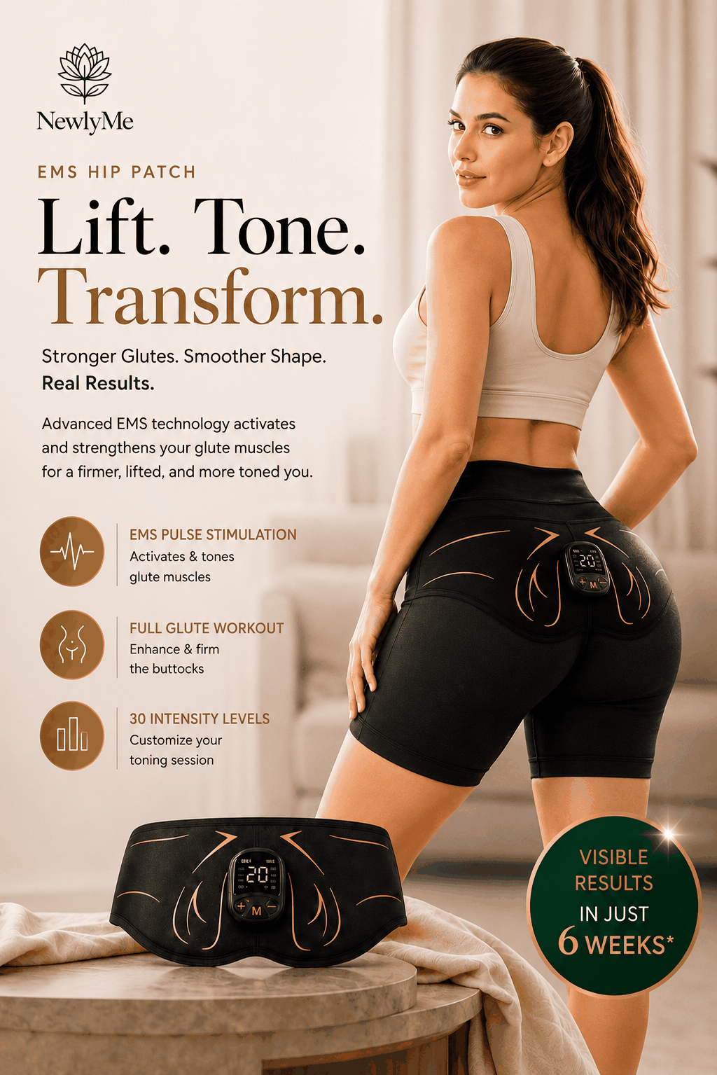 Electric Buttocks Muscle Toner device using EMS technology for glute toning and lifting
