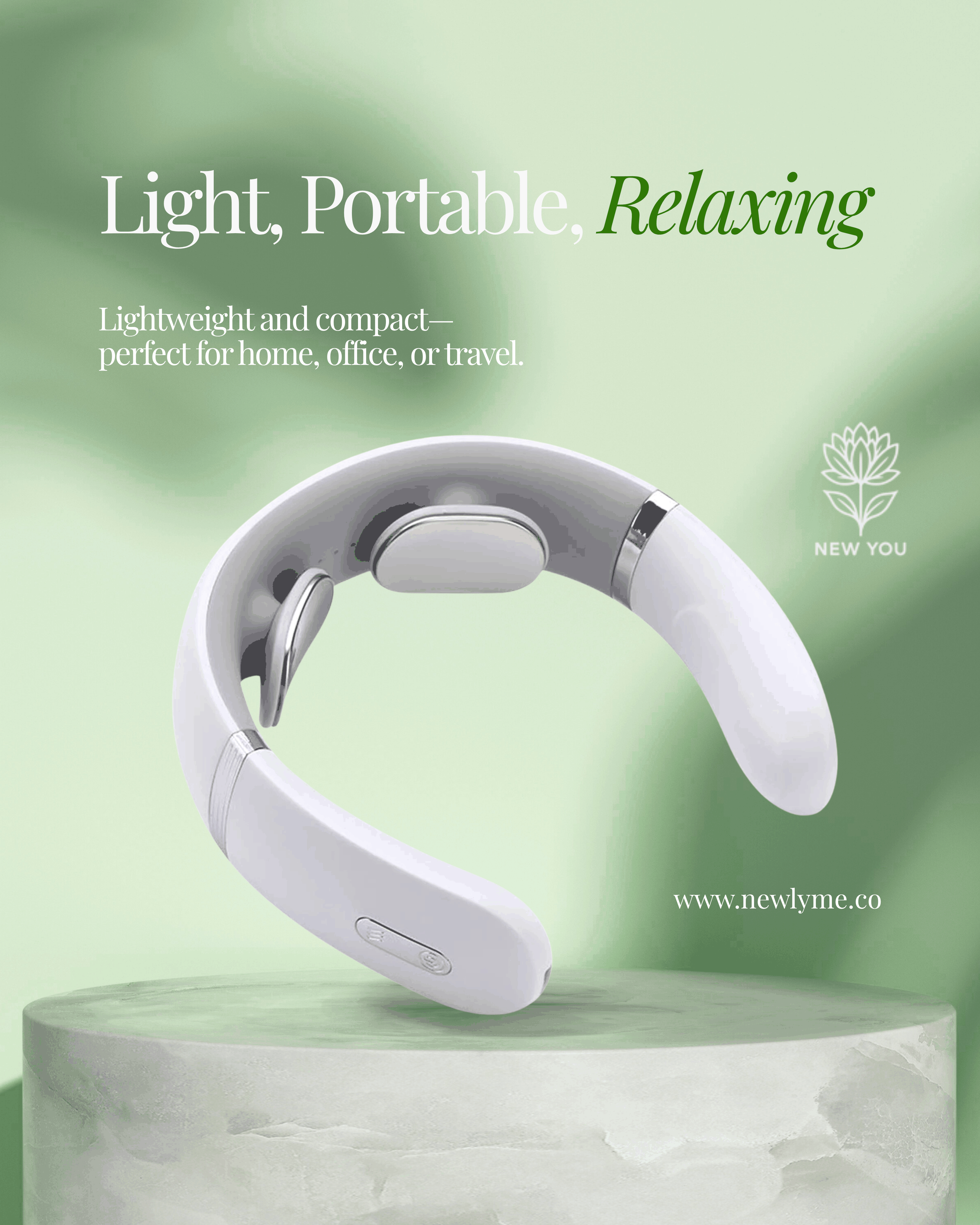Portable neck massager device lightweight and compact for home office or travel relaxation