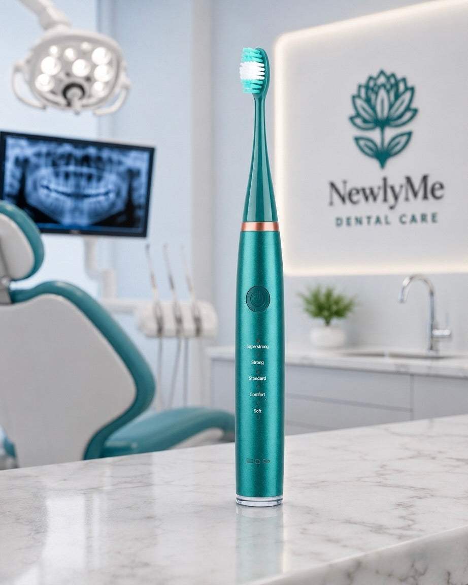 Electric toothbrush with scaler on a counter.