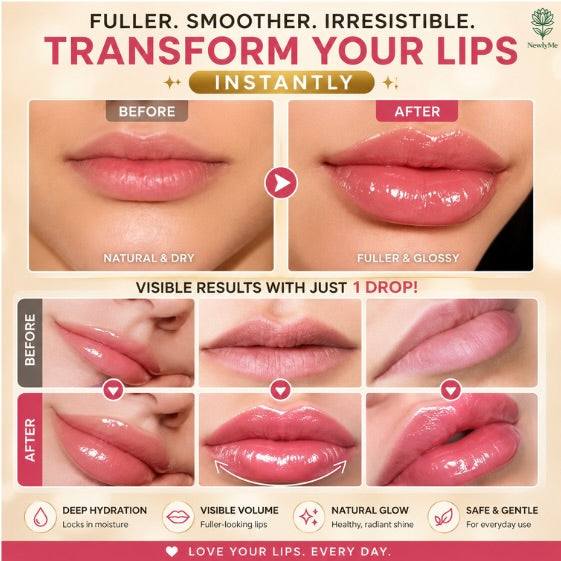 Before and after effects of a lip treatment with visible results on lips.