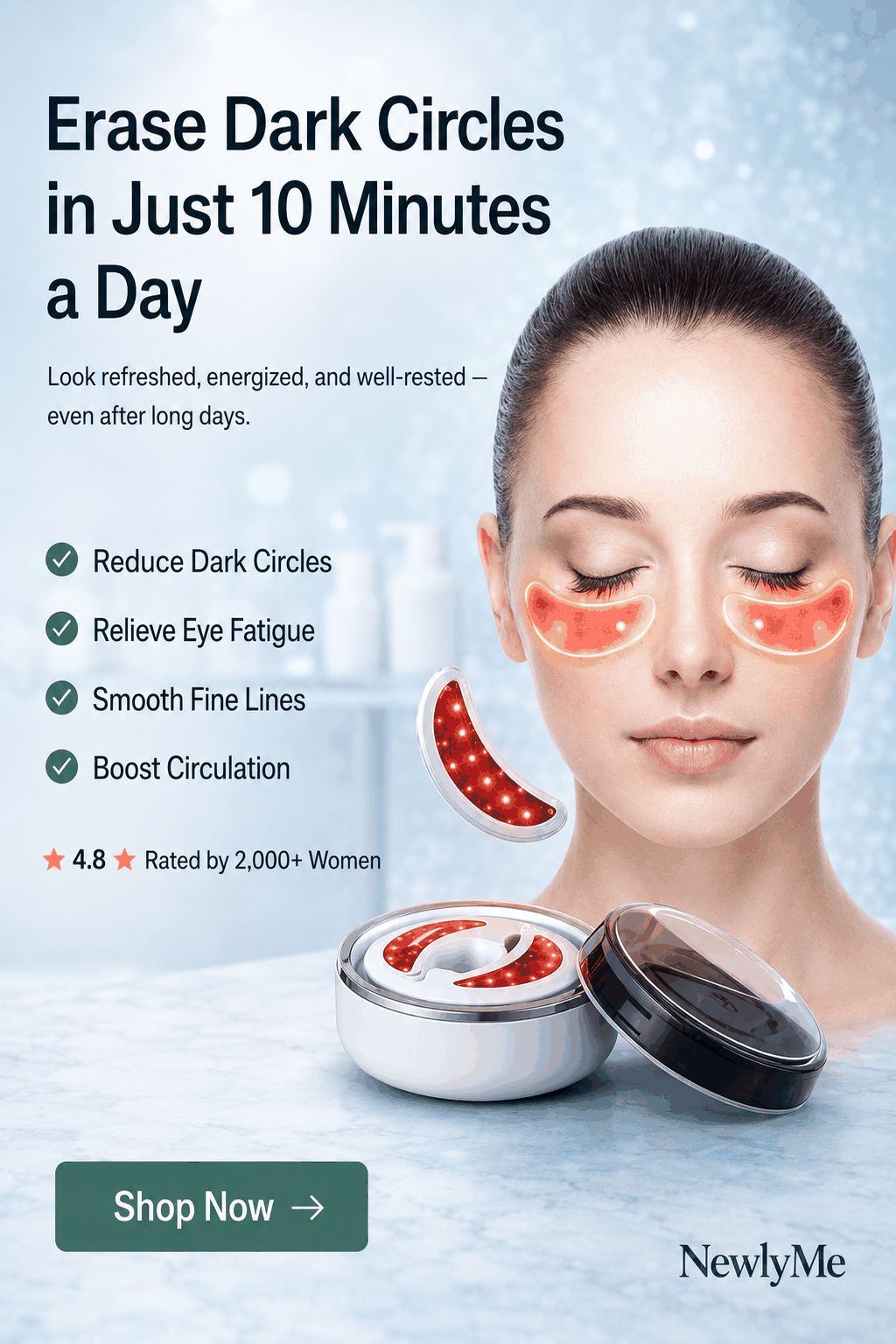 LED red light eye care wings for reducing puffiness and fine lines