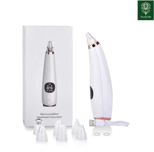 Electric Blackhead Remover Vacuum with multiple suction heads and USB charging cable for clear skin care routine