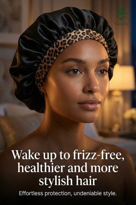 Satin Bonnet with Leopard Print Brim