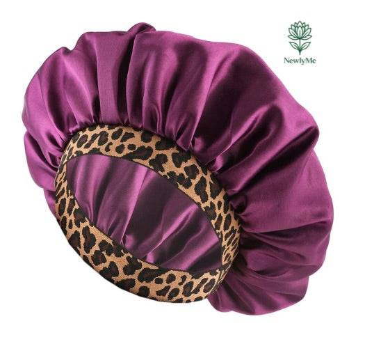 Satin Bonnet with Leopard Print Brim
