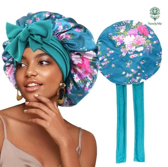 Flower print Silky Bonnet