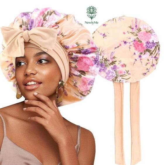 Flower print Silky Bonnet