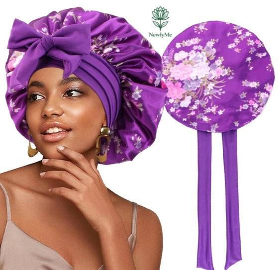 Flower print Silky Bonnet