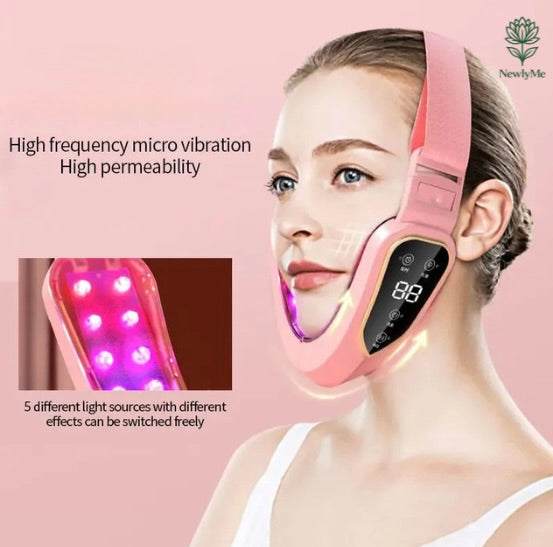LED Facial Slimming Therapy device with multi-wavelength light and customizable vibration modes for skin rejuvenation