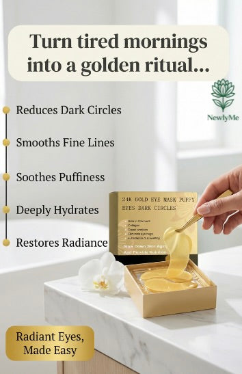 24K Gold Eye Patches – Anti-Aging Under Eye Masks for Dark Circles & Puffiness (30 PCS)