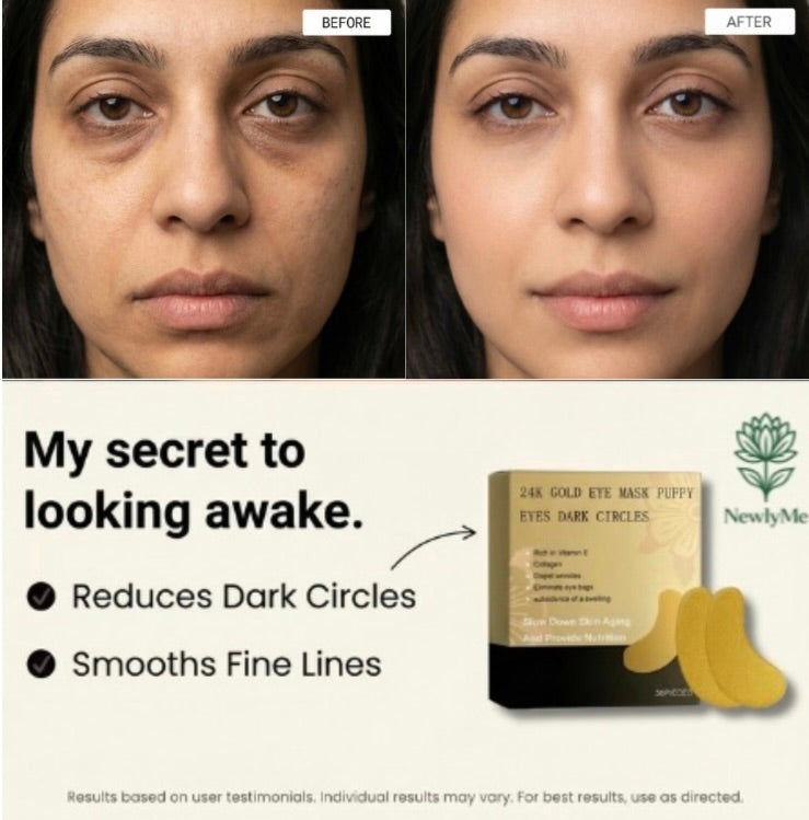 Luxurious 24K Gold Eye Patches for anti-aging, dark circles, and puffiness reduction, 30-piece set