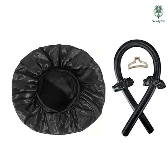 No Heat Hair Curler And Satin Sleeping Cap Set