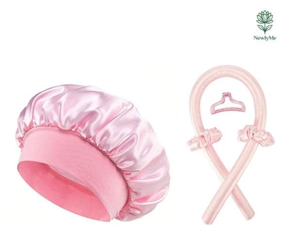 No Heat Hair Curler And Satin Sleeping Cap Set