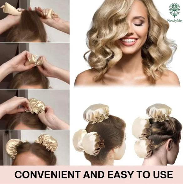No Heat Hair Curler And Satin Sleeping Cap Set