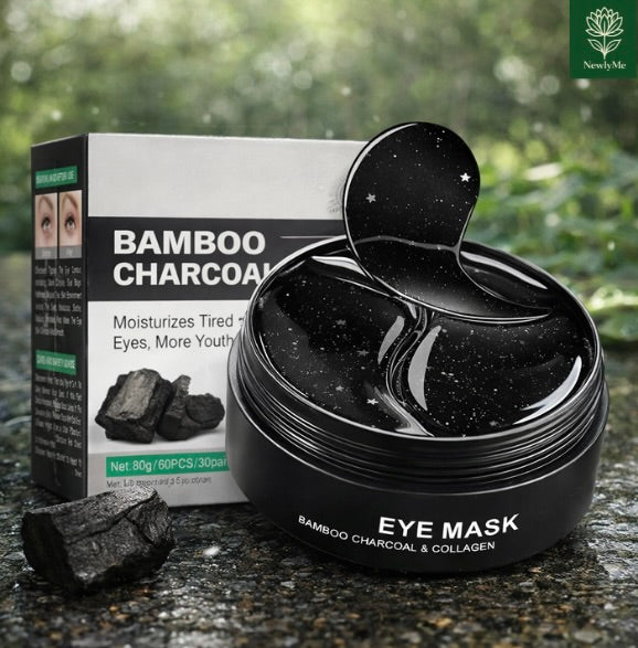 Bamboo charcoal and collagen gel eye patches reducing puffiness and brightening dark circles