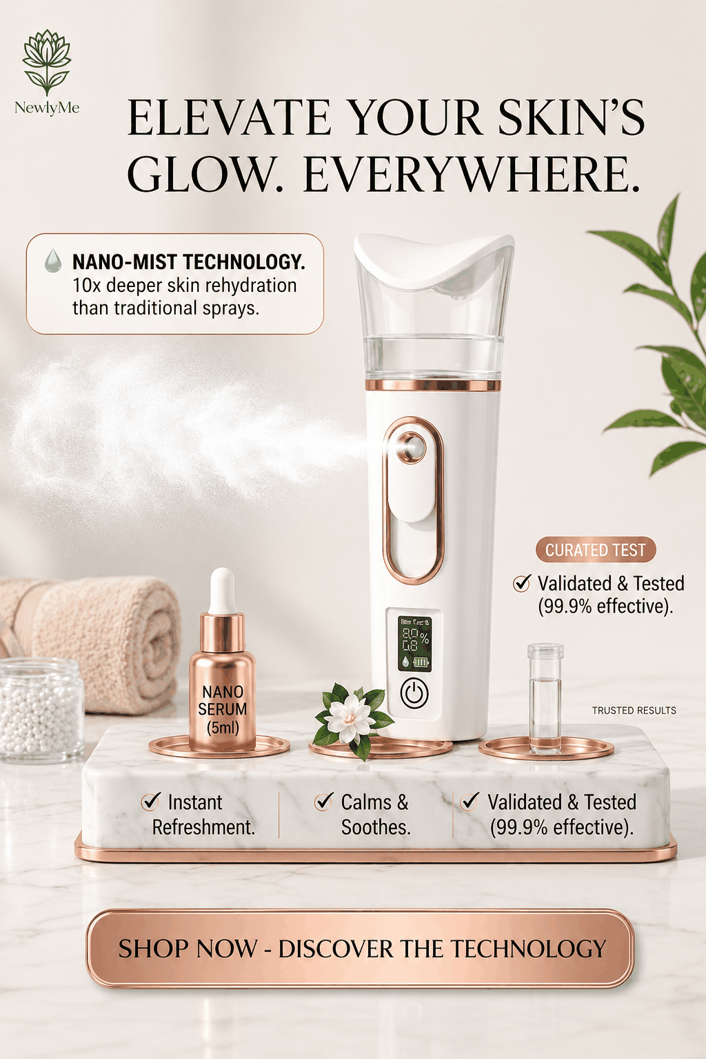 Portable Glow Steamer delivering professional facial steaming with warm steam for clear, hydrated skin on the go