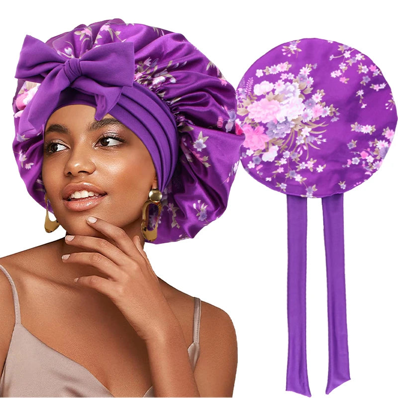 Flower print Silky Bonnet