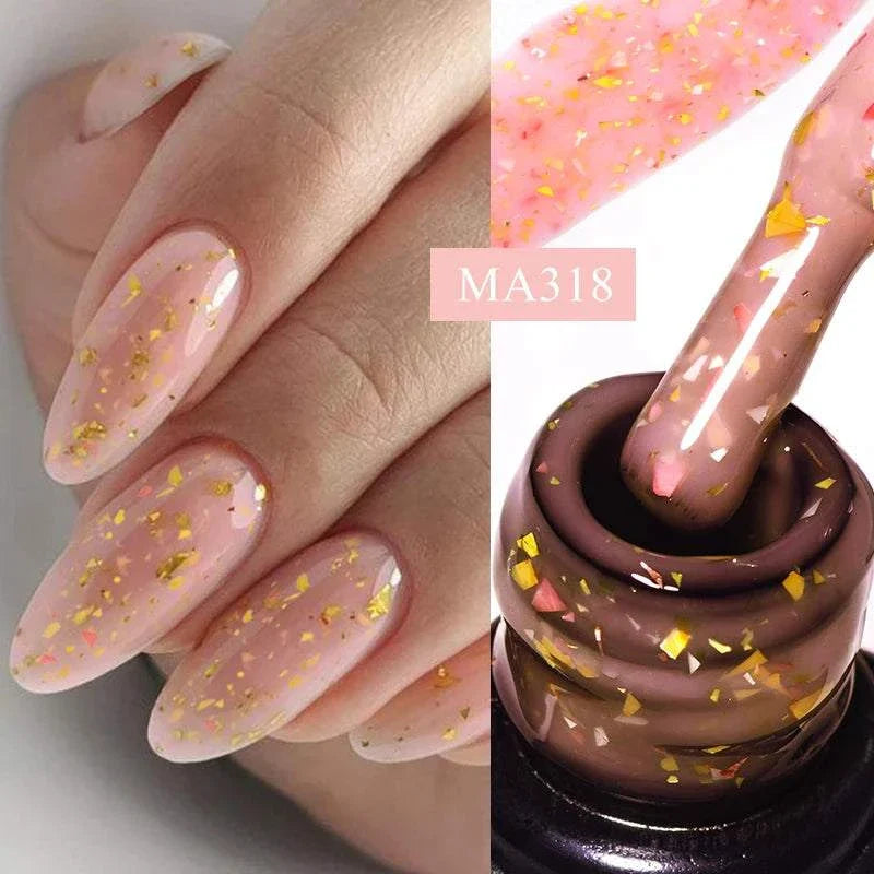 Gold Foil Glitter Rubber Base Nail Polish