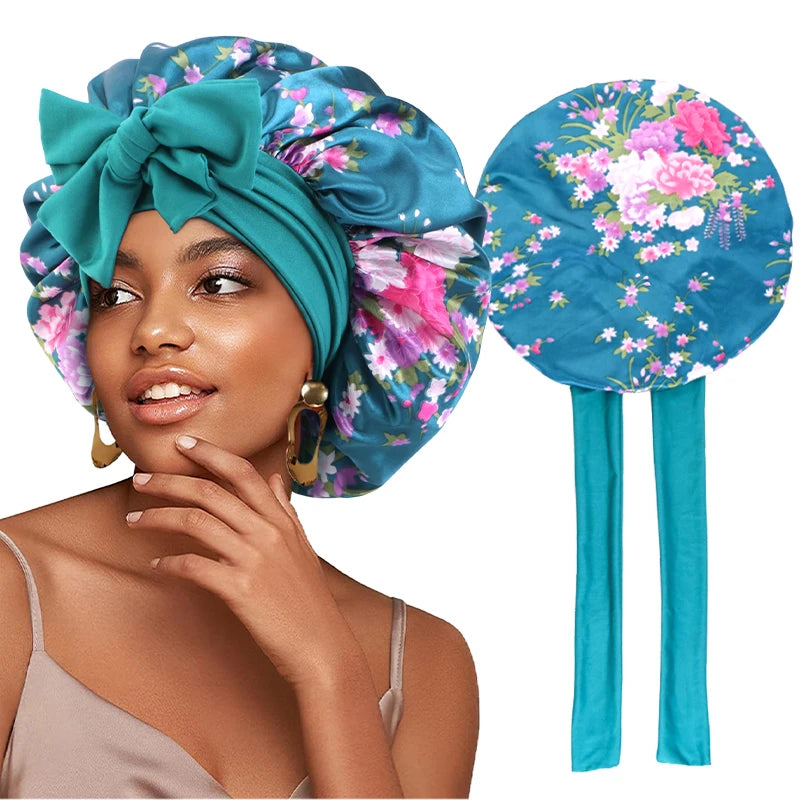 Flower print Silky Bonnet
