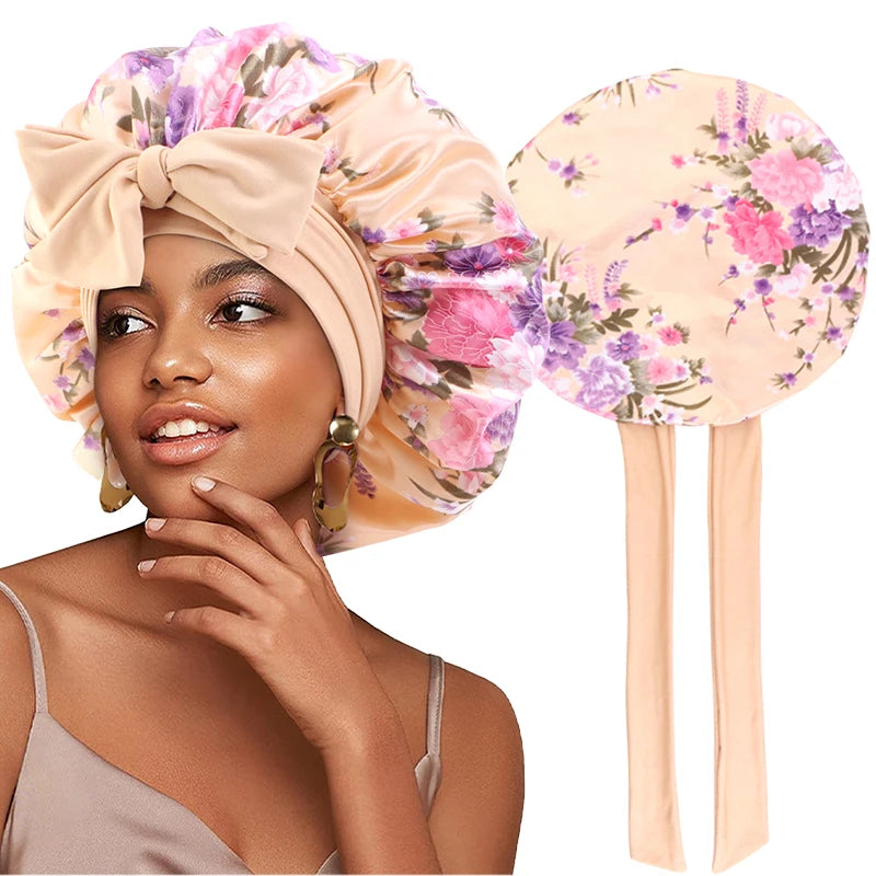 Flower print Silky Bonnet