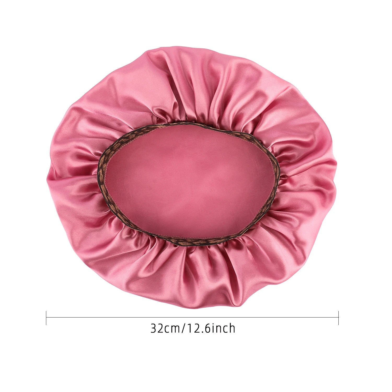 Satin Bonnet with Leopard Print Brim – Silk Sleep Cap for Natural Hair Protection & Style