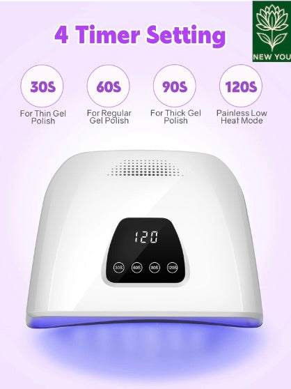 Professional nail drying lamp with auto sensor and touch screen for gel polish and adjustable timer settings