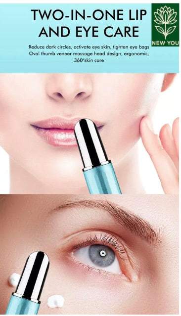 Sound Wave Eye Massager green with dual lip and eye care reducing dark circles and puffiness