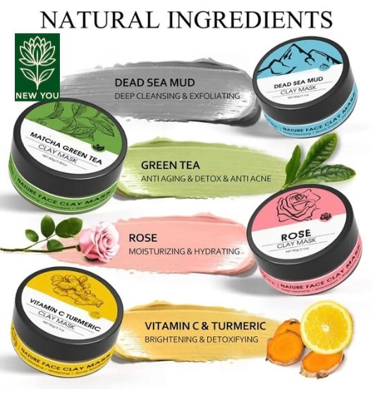 4 Pcs Clay Facial Mask Set