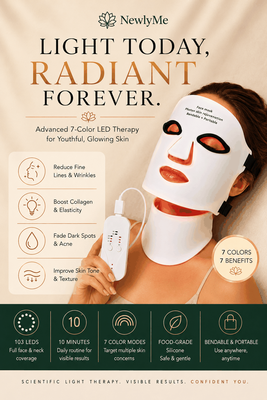 Wireless Rejuvenation Face Mask delivering gentle, targeted skincare therapy with sleek, wireless design for radiant, youthful complexion