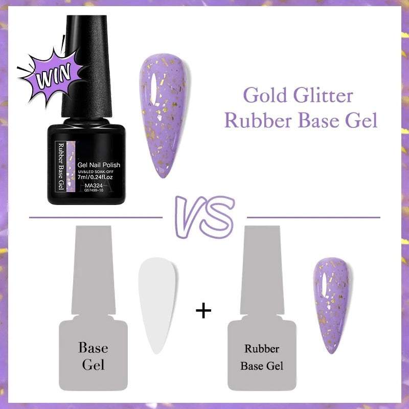 Gold Foil Glitter Rubber Base Nail Polish
