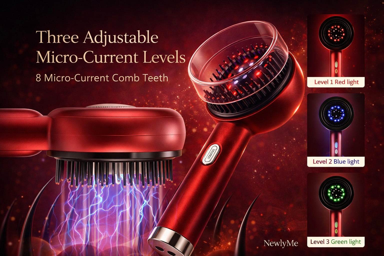 Massage Comb with Vibration Red Light Therapy