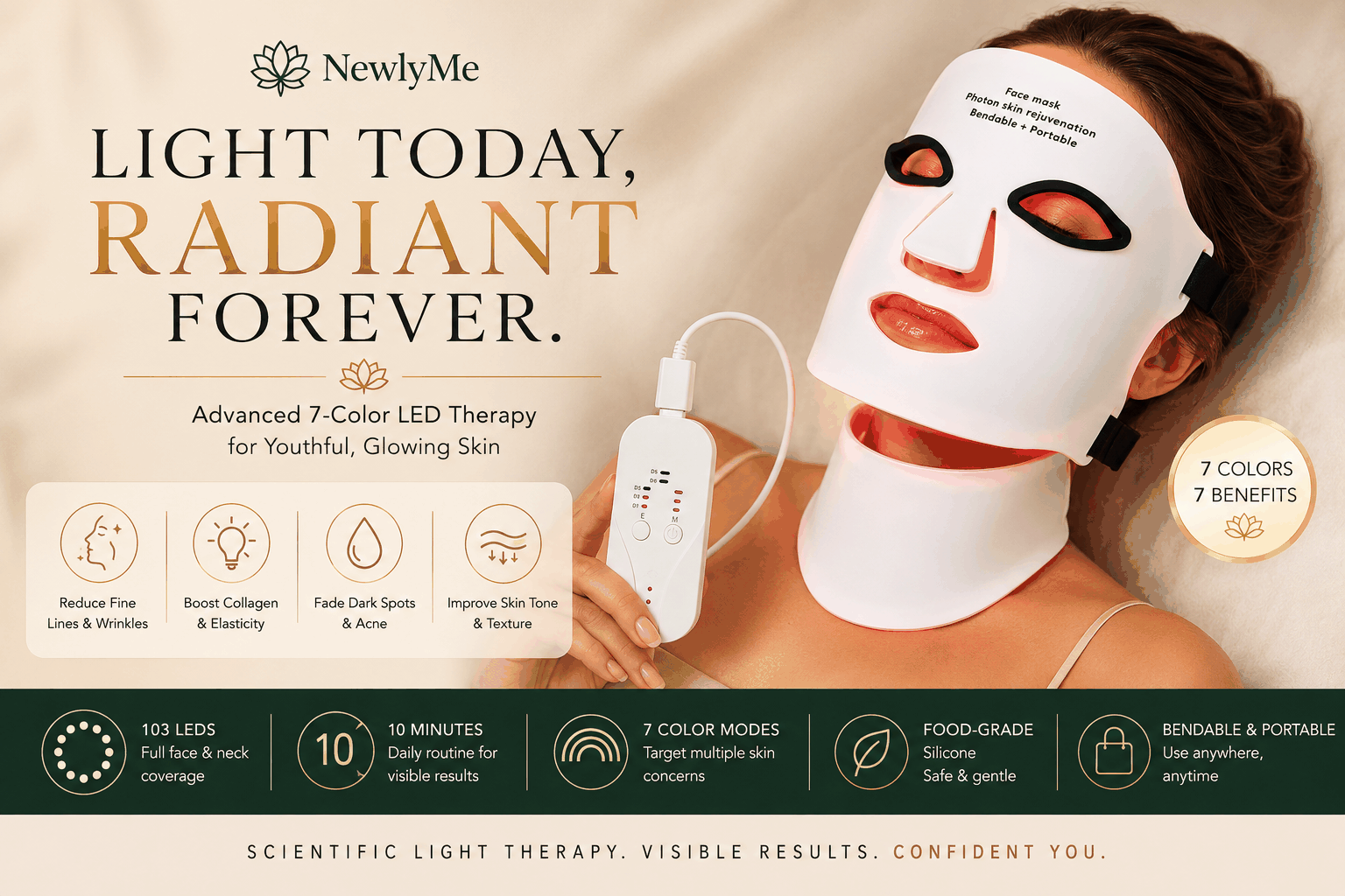 Wireless Rejuvenation Face Mask for skin renewal and youthful glow with wireless convenience