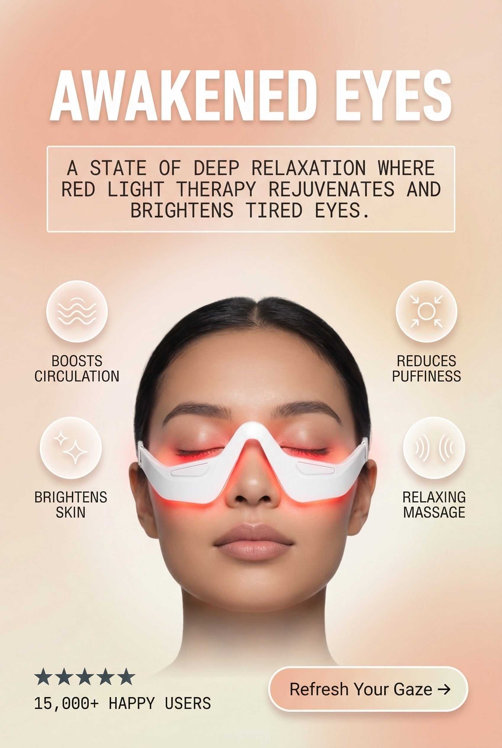 Under Eye Red Light Therapy Glasses for reducing puffiness and refreshing tired skin