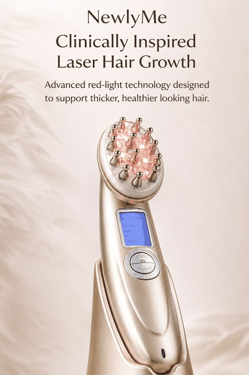Advanced anti hair loss therapy comb with infrared, red light, RF energy, and EMS vibration for scalp stimulation and hair regrowth