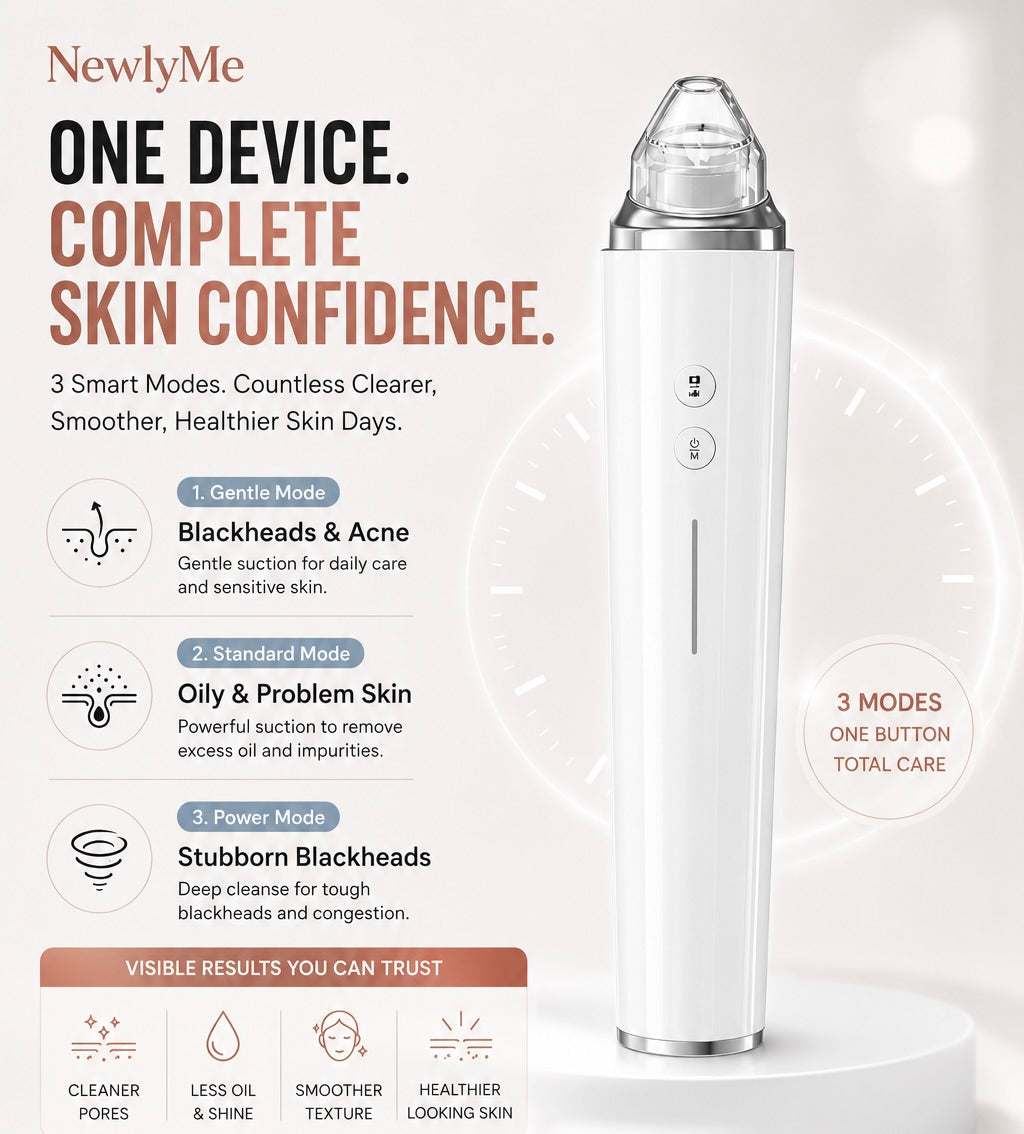 Multifunctional Beauty Cleaner  device with text highlighting features on a light background