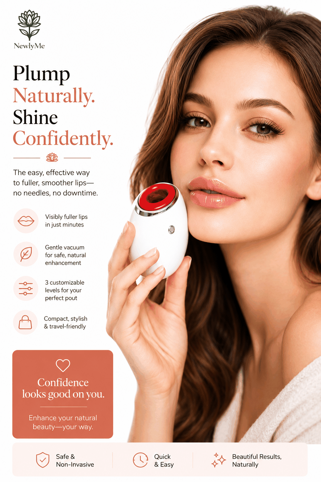 Compact electric lip plumper device delivering instant lip fullness with ergonomic silicone tip and USB rechargeability