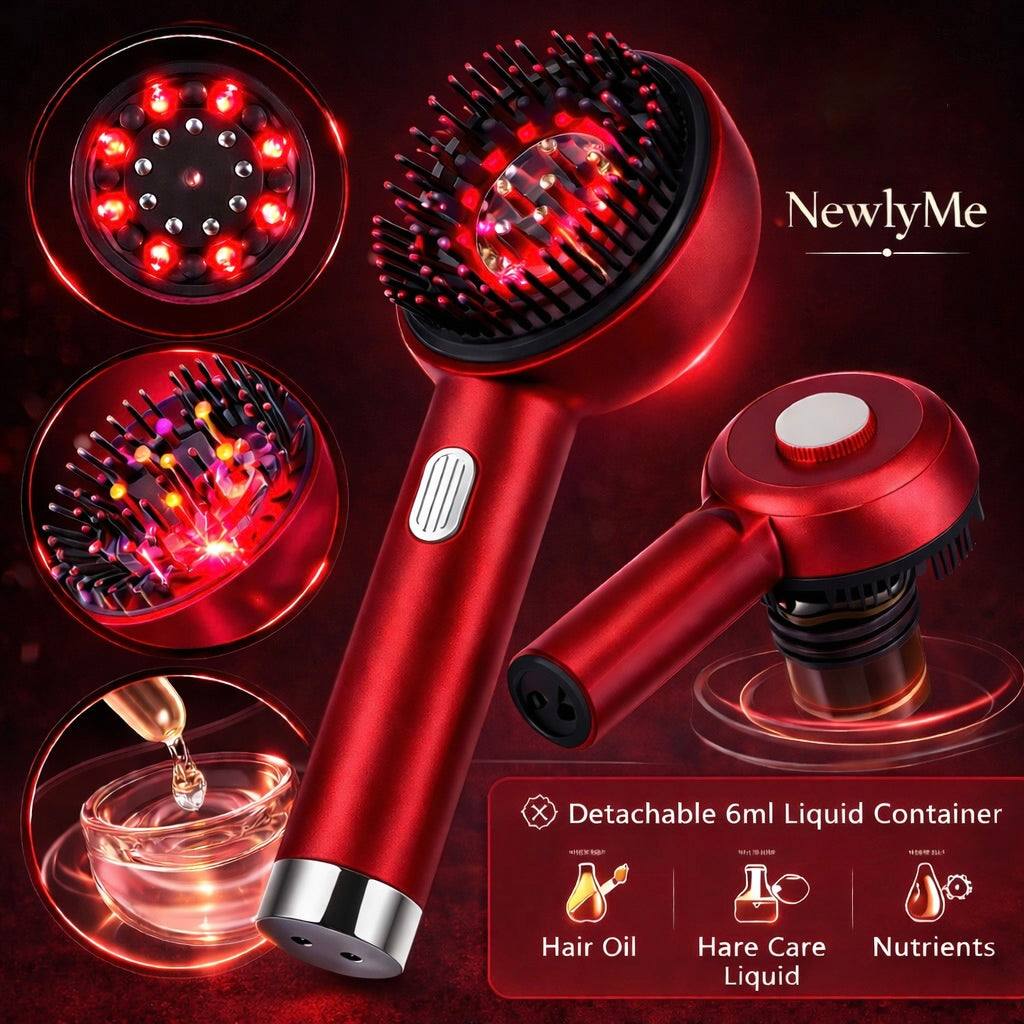 Massage comb with vibration and red light therapy for scalp stimulation and hair growth