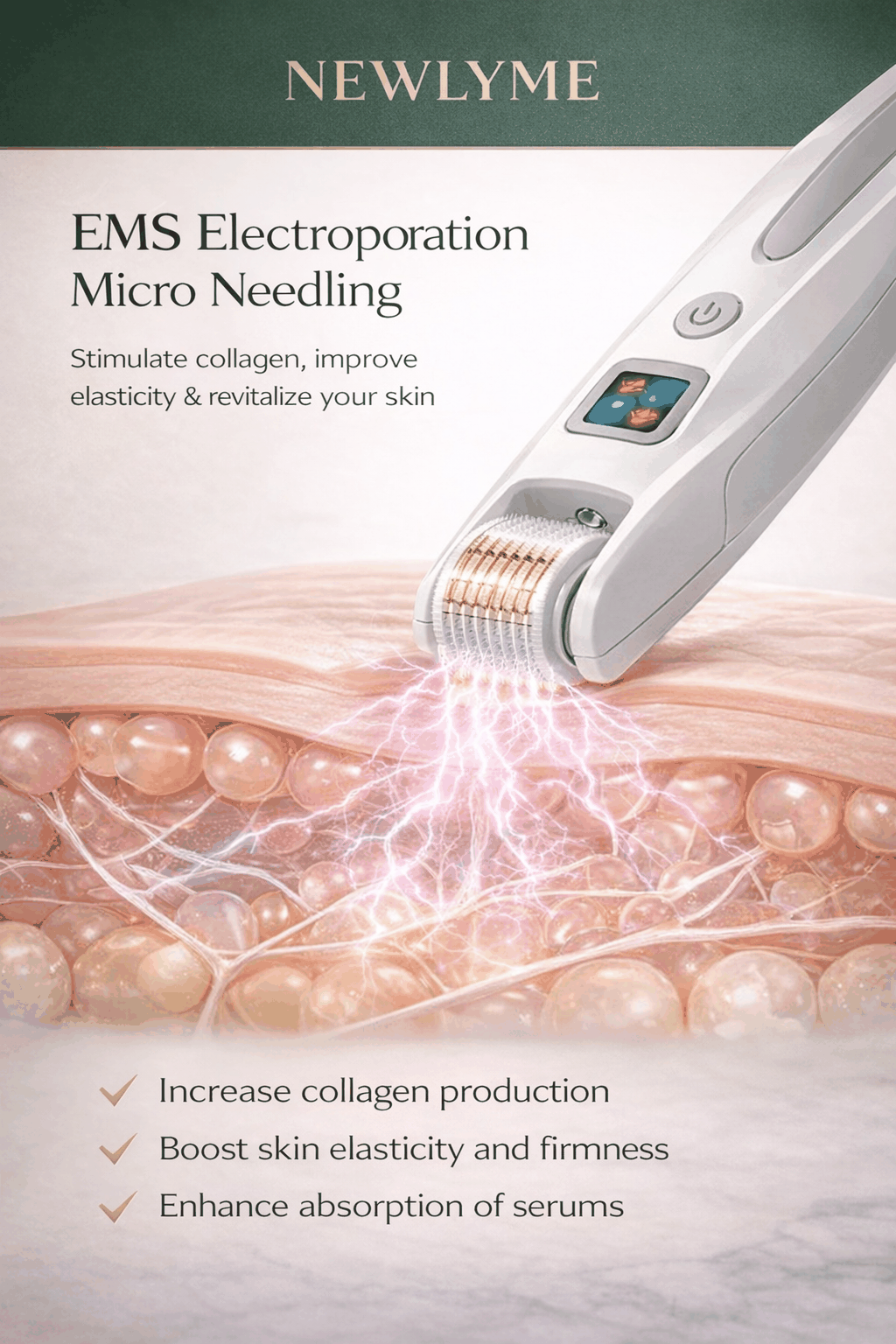 EMS Derma Roller With Red/Blue Light Therapy