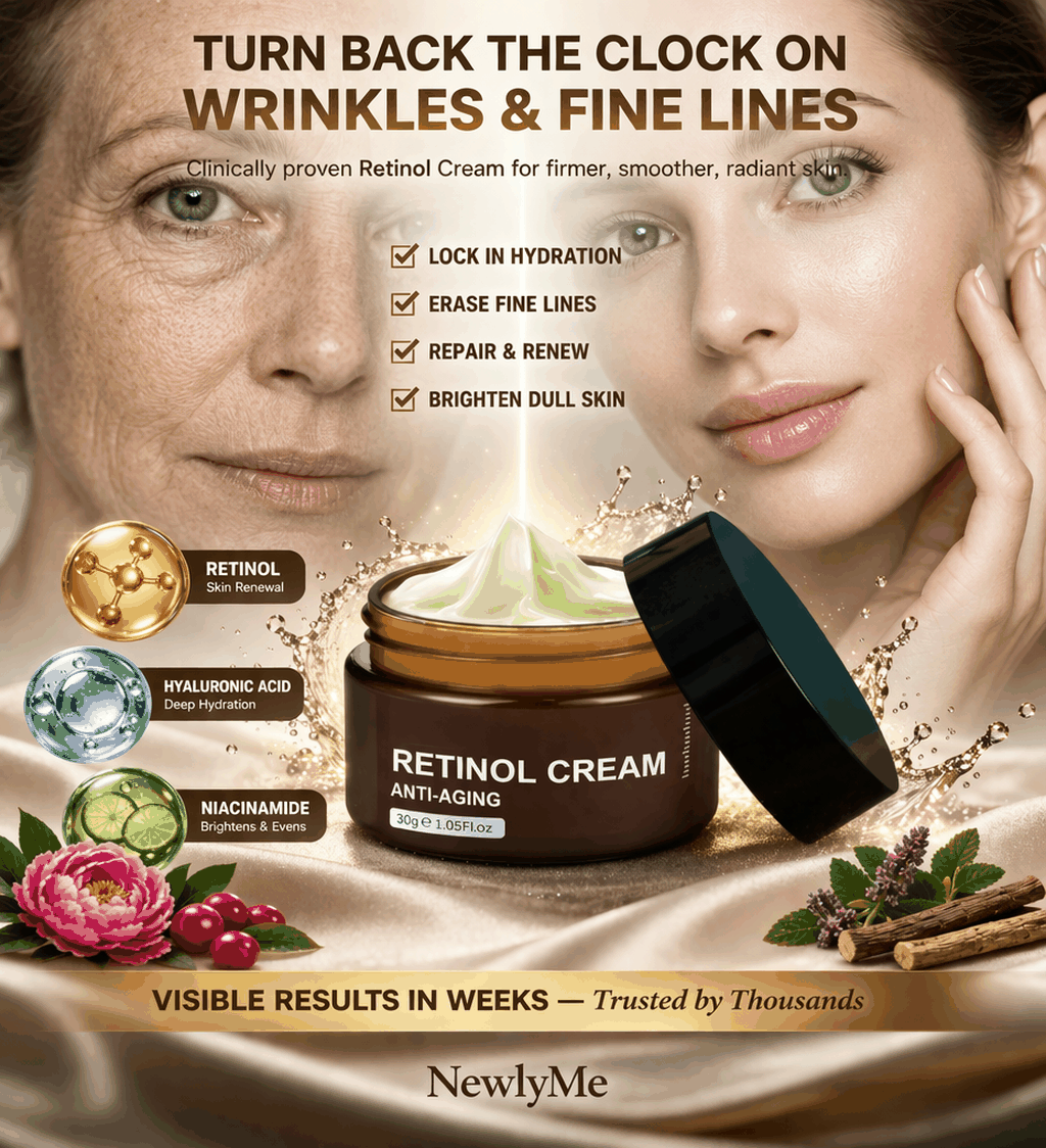 Jar of Retinol Wrinkle Remover cream to reduce wrinkles and improve skin elasticity